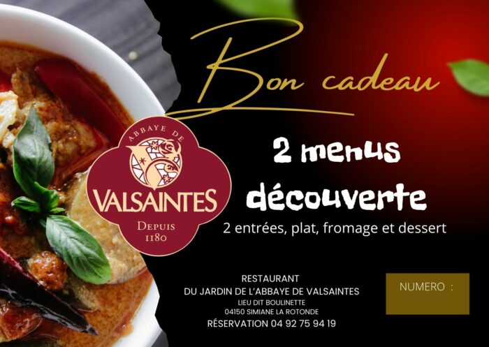 Bon cadeau - 2 formules "  Menu découverte " au restaurant