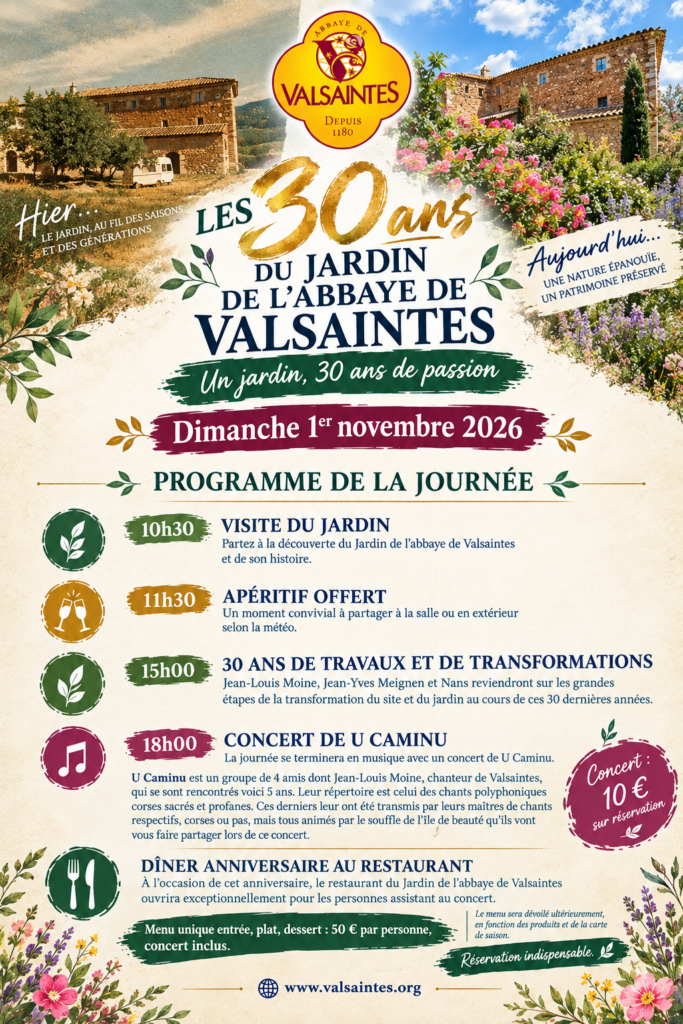 Les 30 ans du Jardin de l&rsquo;abbaye de Valsaintes