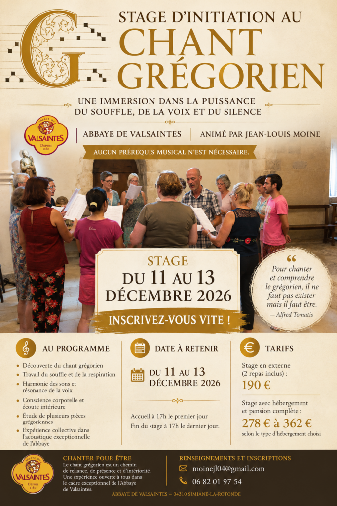 Stage d&rsquo;initiation au chant grégorien à Valsaintes